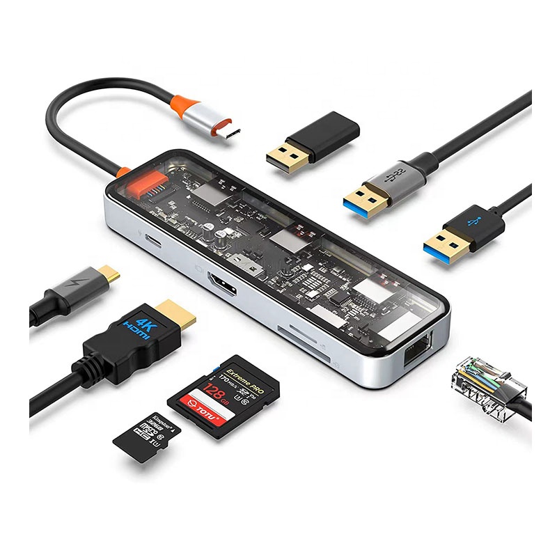 Usb C Hub - 4K portlu, Ethernet bağlantılı, 100W PD