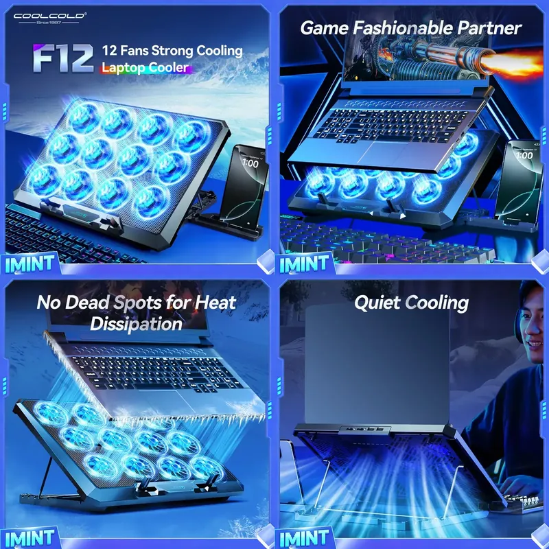 Laptop Stand - COOLCOLD 12 Sessiz Fanlı Dizüstü Bilgisayar