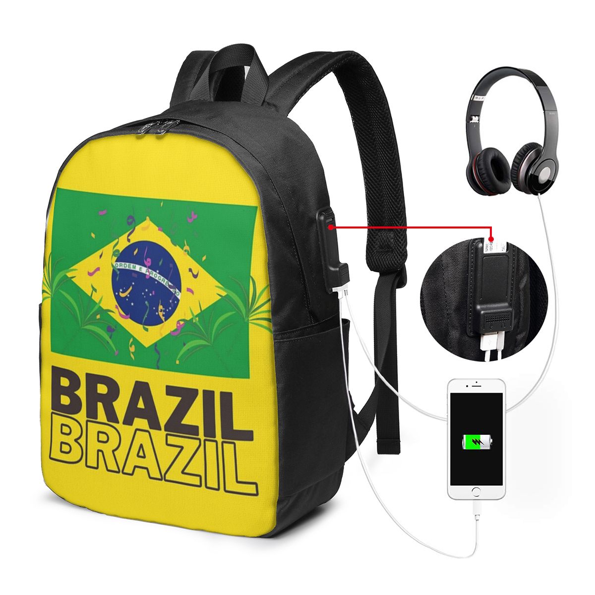 Laptop Bag - Brezilya Ulusal Bayrağı Sırt Çantası Seyahat
